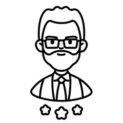 Businessman in suit with star ratings customer feedback vector illustration