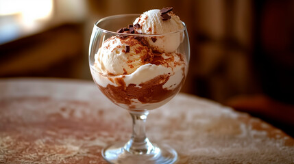 Delicious Chocolate and Vanilla Ice Cream Dessert