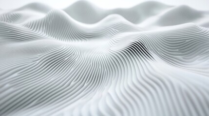 Abstract White Wave Pattern Texture Background:  Smooth 3D Rendered Lines and Curves