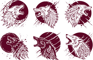 illustration, animal, vector, icon, design, wolf, logo, isolated, head, graphic, wild, print, face, drawing, art, background, tattoo, retro, black, symbol, vintage, label, modern, cute, cartoon, sketc