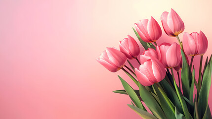 Obraz premium Pink Tulips with Warm Background