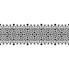 A Stripes horizontal seamless pattern with intricate tribal-inspired geometric designs in black and white. Great for branding, packaging, and home decor. Eps10