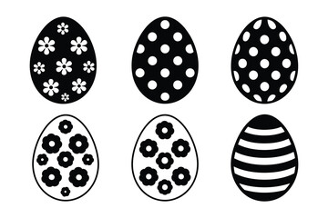 Easter Eggs with Floral and Polka Dot Patterns Vector