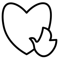 Heart Fire Flame Line Icon