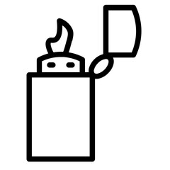 Lighter Fire Flame Line Icon