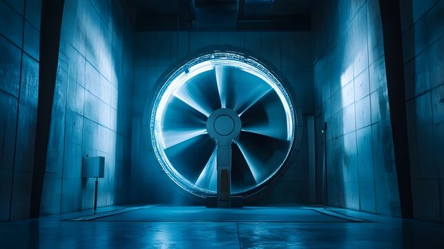 Wind tunnel testing with powerful industrial fan