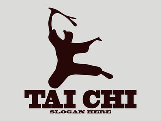 tai chi Dynamic martial arts figure silhouette in action pose. Sport graphic design. tai chi Chinese martial arts, tai chi is an interesting martial art. suitable for martial arts vector logo