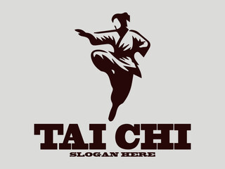 tai chi Dynamic martial arts figure silhouette in action pose. Sport graphic design. tai chi Chinese martial arts, tai chi is an interesting martial art. suitable for martial arts vector logo