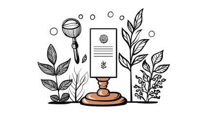 Hand-Drawn Illustration: Botanical Research Announcement AI Generated