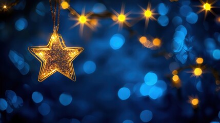 A surreal mixture of soft, blurred bokeh lights and glittery sparkles illuminates the dark blue night, creating a starry visual harmony.