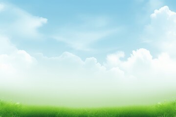 Illustration of a landscape of sky with clouds and grass.