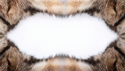Obraz premium An elegant wolf fur frame with a soft gradient blending, creating a natural and sophisticated look on a white background. 