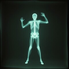 Dynamic X-ray photo showcasing strong hard light, resulting in direct harsh shadows, blurred lines, and action poses