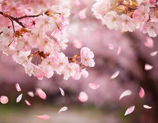 Fototapeta premium 桜の花びらが舞う風景