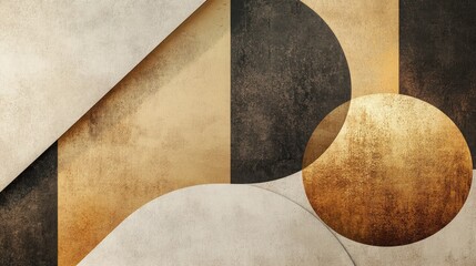 Abstract Geometric Composition with Beige Brown and Gray Tones