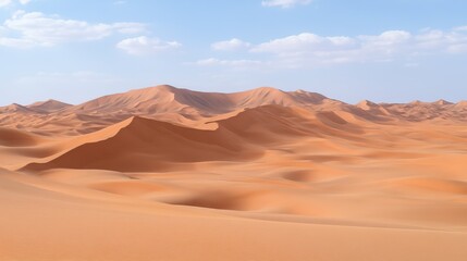 Majestic Arabian Desert Landscape: Rolling Sand Dunes Under a Clear Sky