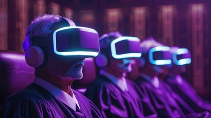 Judges participating in a virtual reality trial using advanced technology for enhanced judiciary experiences