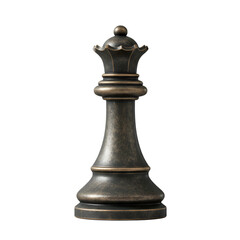 Elegant Bronze Queen Chess Piece on Transparent Background for Design