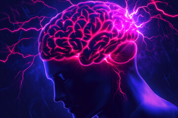 Obraz premium Epilepsy awareness concept. human head and brain. epilepsy or seizure disorder.