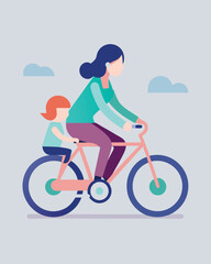 Obraz premium Mother's Day Bike Ride: Cherishing Moments of Joy and Connection Kid Son Love Child Happy Quiet Sweet