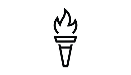 Flaming Torch Icon with Fire, Symbol of Light and Energy.