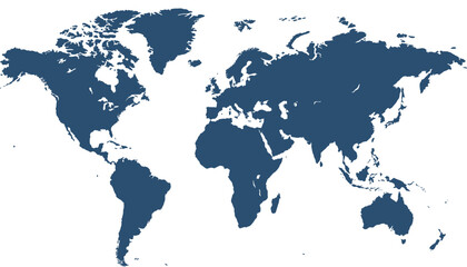 World map. Blue modern vector map. Silhouette map.