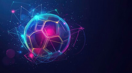 Obraz premium Futuristic Soccer Ball with Neon Lines and Geometric Design