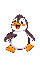 Obraz premium Playful Penguin Vector Illustration with Bright Orange and Yellow Accents