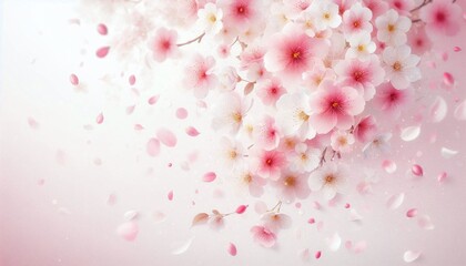 Delicate pink rose petals blossom across a soft floral spring design