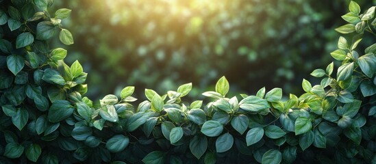 Lush green leaves frame sunlit foliage.