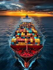 A container ship at sea