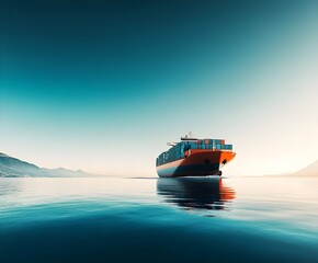 Fototapeta premium A container ship at sea