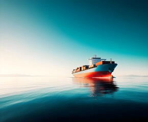 Fototapeta premium A container ship at sea