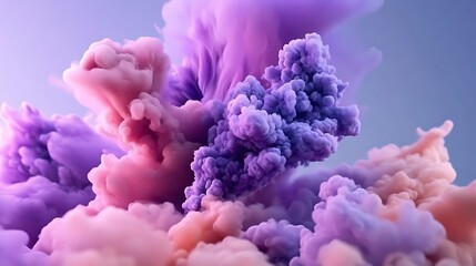 Obraz premium Dreamlike Purple and Pink Ink Clouds Exploding in Abstract Art AI Generated