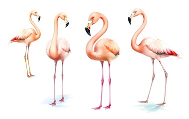 Obraz premium Flamingo WaterColour Painting Hand Drawing White Background