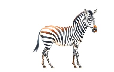 Fototapeta premium Zebra watercolour hand drawing painting, white background
