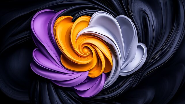 Abstract Aroace Spiral: 3D Render of Intertwined Colors AI Generated