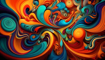 Abstract background. Abstract Shapes & Symbols Morphing. Fluid patterns, psychedelic art style.  Surreal, vibrant, artistic design.

