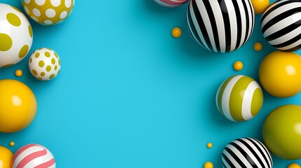 Obraz premium Colorful Geometric Balls on Bright Blue Background