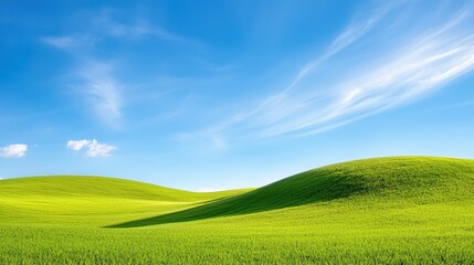 Fototapeta premium Rolling Green Hills Under a Vivid Blue Sky