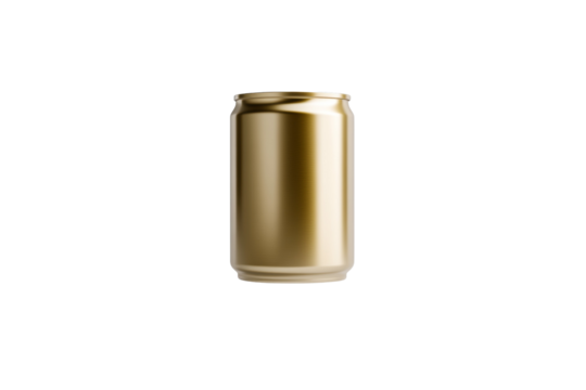 Gold can is sitting on a white background, isolated