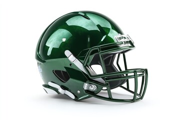 Fototapeta premium Green football helmet on a white background