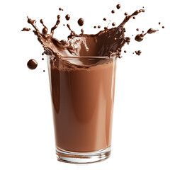 chocolate milkshake splash isolated on white background, transparent background PNG