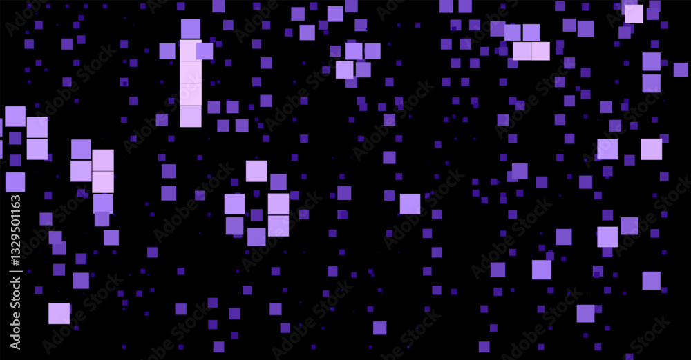 Wall mural dark abstract background with various purple squares scattered across. this digital-themed pattern c