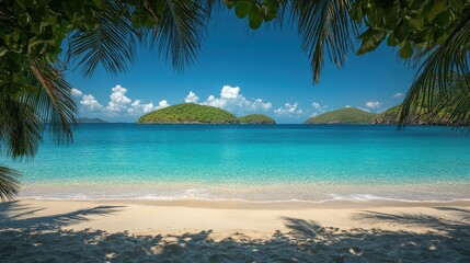 Tropical Beach with Clear Blue Waters