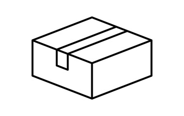 postal parcel box outline, carton shipping box line, brown corrugated box, cardboard postage box for transportation