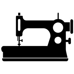 Retro black antique sewing machine isolated on white background