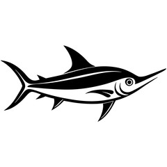 Fototapeta premium Marlin Fish vector silhouette, isolated white background