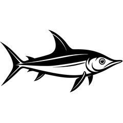 Obraz premium Marlin Fish vector silhouette, isolated white background