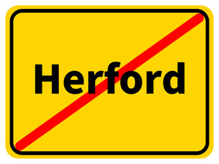 Illustration eines Stadtausgangsschildes von Herford, einer Gemeinde des Kreises Herford